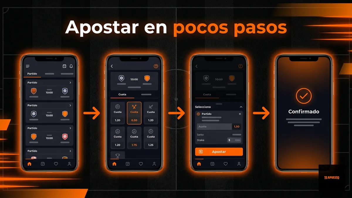 Pasos para hacer una apuesta deportiva en Te Apuesto: de elegir el partido a confirmar